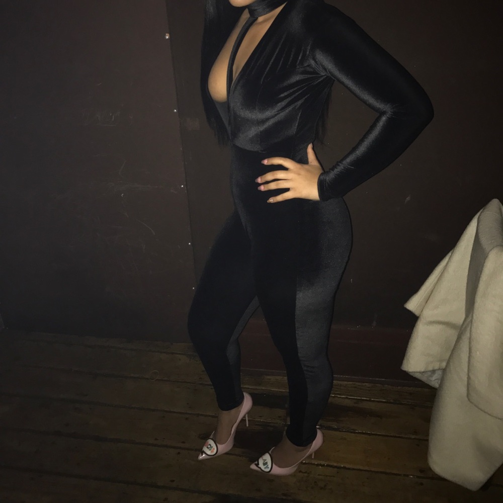 Black velvet bodysuit
